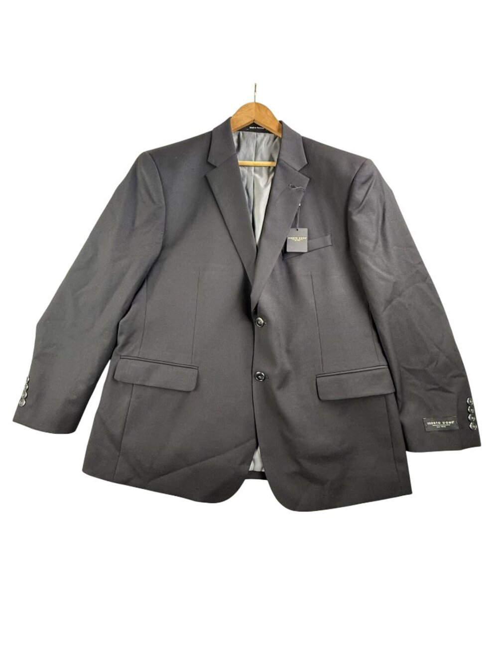 Pronto Uomo Blazer Mens 48R Black Wool Stretch 2 Button Sport Coat Jacket New